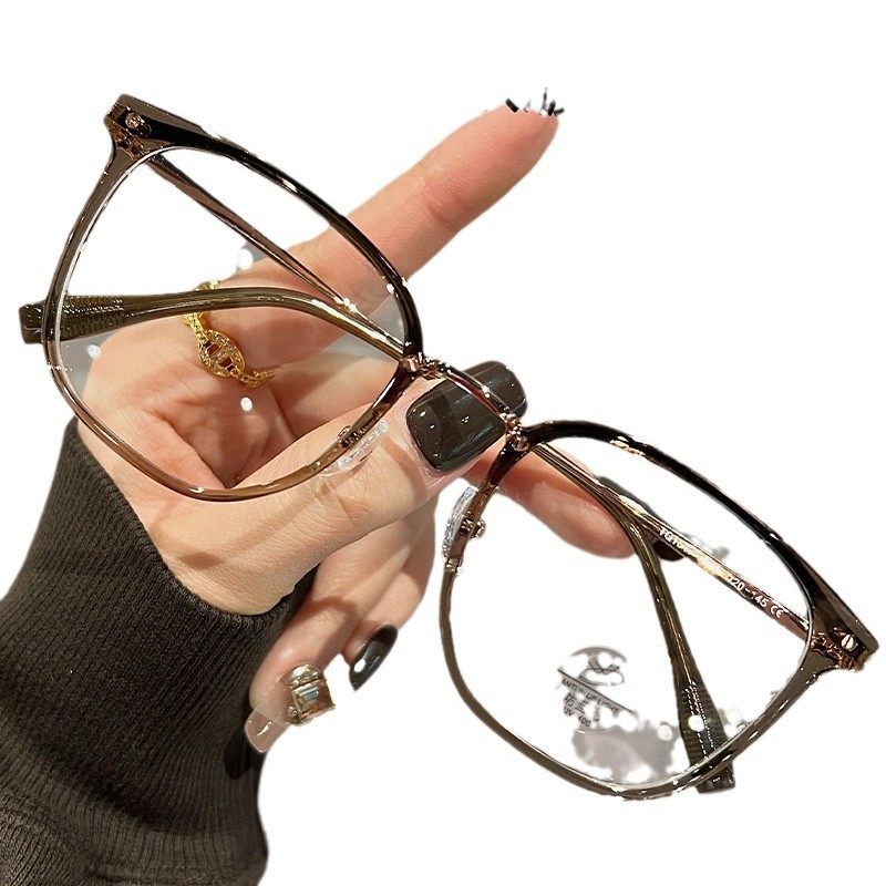 Special large-frame glasses for square and round face, myopia, adjustable degree, female plain white, ultra-light eye frame frame TQ1517