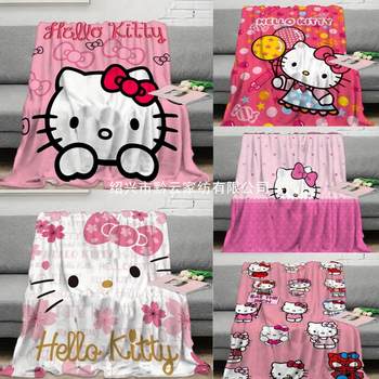 Source Manufacturer Customized Hello Kitty Blanket Kuromi Single-Sided Printing 180*220cm Rolled Edge Blanket Cross-Border Special