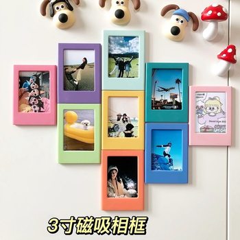 Ins Style 3inch Magnetic Photo Frame Polaroid Photo Refrigerator Magnet Office Kitchen Couple Bedroom Ornaments Small Objects