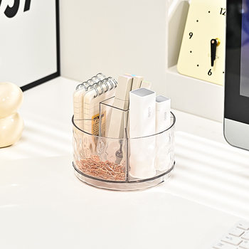 Cosmetic desktop storage box rotatable light luxury grid dustproof makeup brush eye shadow eyebrow pencil eye shadow lipstick storage