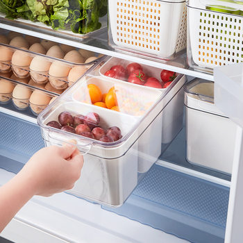 Refrigerator Storage Box for Fresh Food, Fruit and Vegetable Preservation, Divided Storage Box, Kitchen Storage, Stackable Egg Storage Box