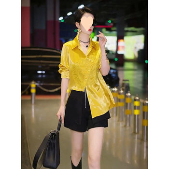 Suit for Women 2025 Summer New Style High-End Style Irregular Loose Slimming Versatile Shirt Shorts Two-Piece Set