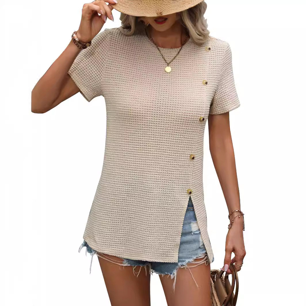 Slim Fit Solid Color T Shirt Womens Casual Style Versatile for Everyday Wear Available for Wholesale
