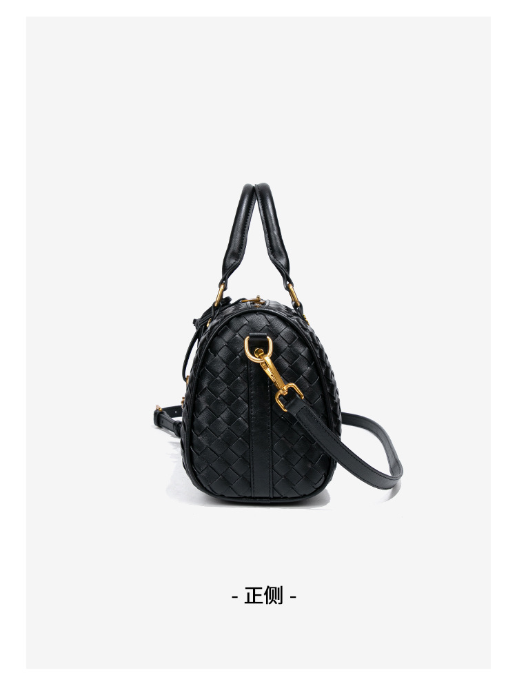 Túi xách nữ dáng Boston đan thủ công phong cách cổ điển, đeo vai và đeo chéo tiện dụng — B2407 # màu cát, Nhà máy riêng có thể được tùy chỉnh