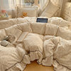 Ins Washed Cotton Bed Sheet Four-Piece Set 2025 Autumn Bedding Three-Piece Set Princess Style Lace Duvet Cover Nantong