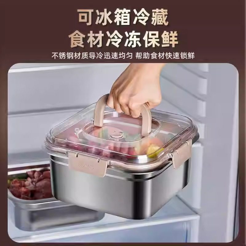 Cross-border Explosions 316 Stainless Steel Preservation Box Refrigerator Storage Box Fruit Lunch Box with Lid Portable Lunch Box