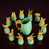 Small mouth ceramic wine set 12 zodiac animal head high-grade suit gold-plated gift wine glass wine dispenser white wine yellow wine warm