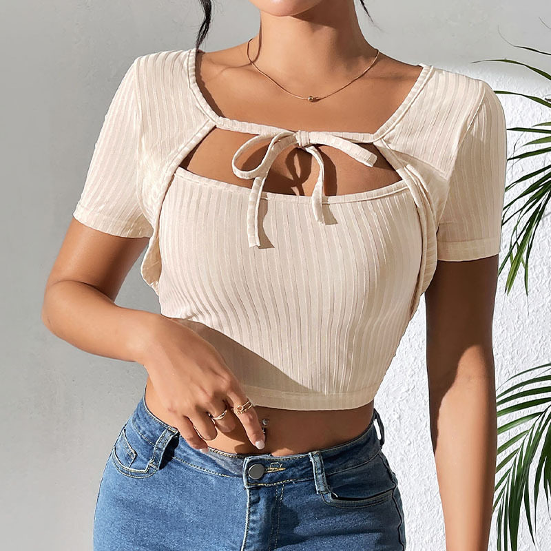 Summer Vintage Style Two Piece Set Sexy Square Neck Top Lightweight Solid Color Casual Wear Wholesale Available