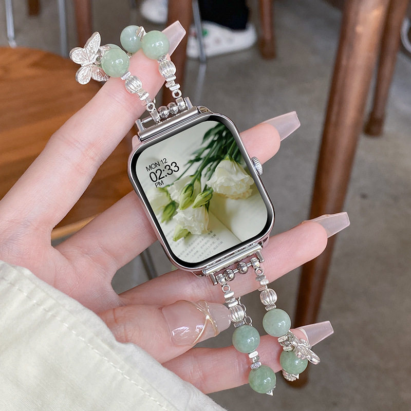 女士智能手表多功能高颜值优雅珍珠蝴蝶串珠蓝牙通话支付健康监测