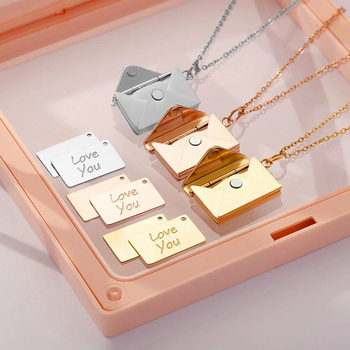 Cross-border simple envelope necklace titanium steel lettering love letter cross-border envelope pendant creative design lovers necklace wholesale