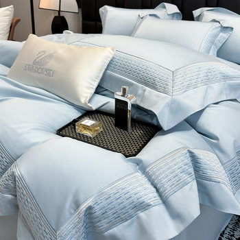 New Class a 60-Count Long-Staple Cotton Embroidered Four-Piece Set Pure Cotton Embroidered Wide-Brimmed Quilt Cover Pure Cotton Bed Sheetss and Fitted Bed Sheetss Wholesale