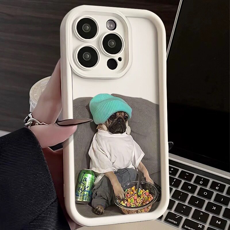 For Apple iPhone15/14promax phone case cartoon puppy 13/12/11/16 popcorn