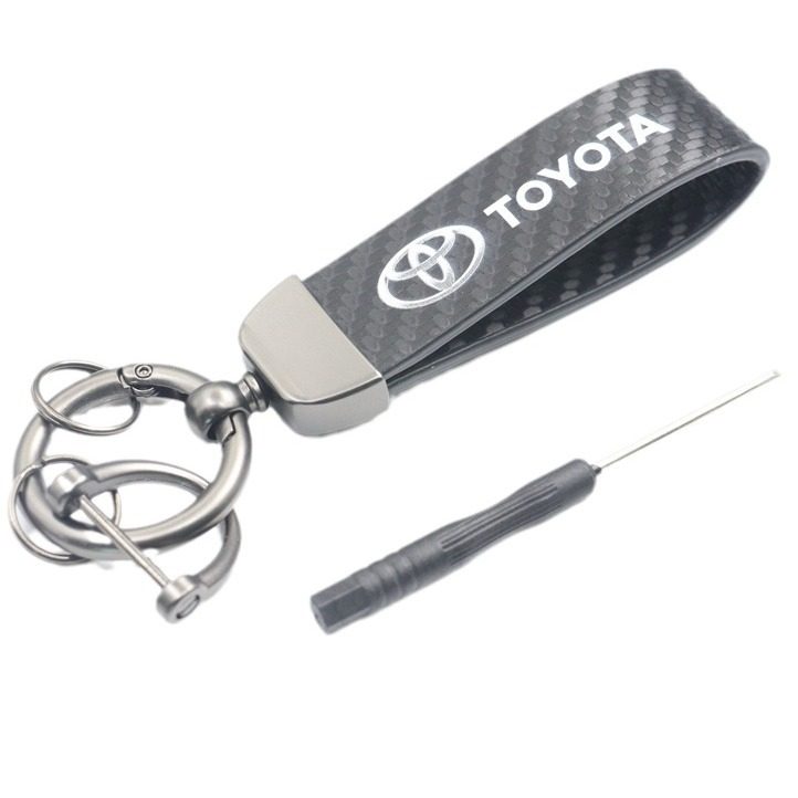 Toyota special carbon fiber pattern keychain metal key ring RAM key rope high-end car interior supplies lanyard
