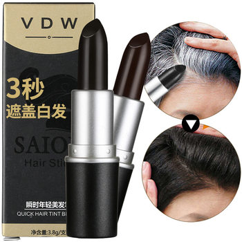 VDW disposable lipstick cover white hair dye stick Black chestnut brown temporary hair dye pen
