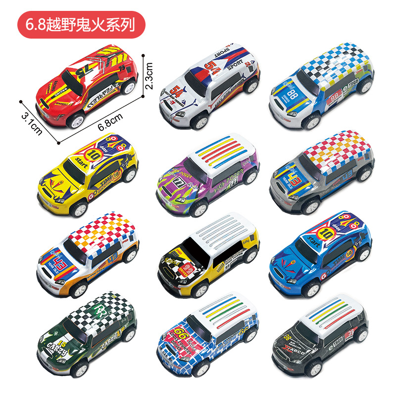 跨境迷你合金赛车铁皮车儿童回力赛车多款式仿真卡通小汽车批发