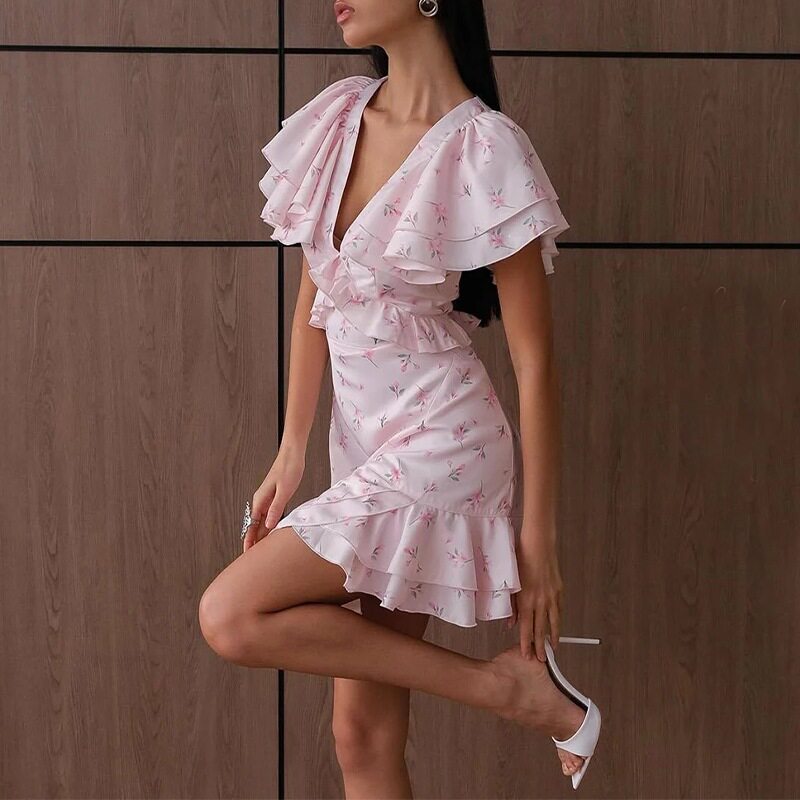 Womens Summer Dress Elegant Casual Style Loose Fit Floral Print Slimming Design Perfect for Outdoor Events