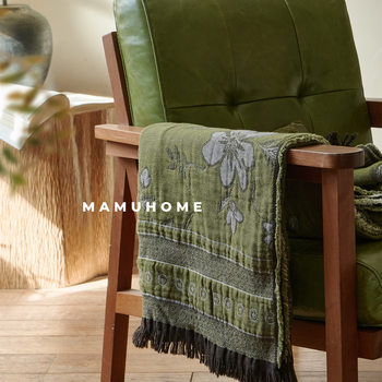Blanket Export Yarn-Dyed Jacquard Cotton Tassel Blanket American High-End Home Decoration Blanket Sofa Cover Blanket
