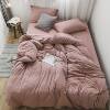 2019 unprinted plain knitted cotton quilt cover four-piece bed sheet pure cotton solid color simple four-piece bed hat wholesale