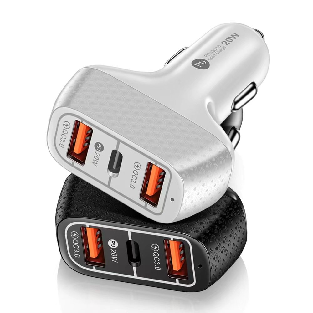 Fish scale pattern car charger 15 wtype-c dual USB car charger one-on-three charger