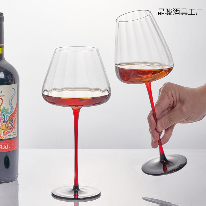 European High-End Red-Footed Glass Red Wine Glass High-End Set Household Goblet Wine Glass Factory Direct Sale