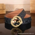 Cloth pattern black GG gold buckle