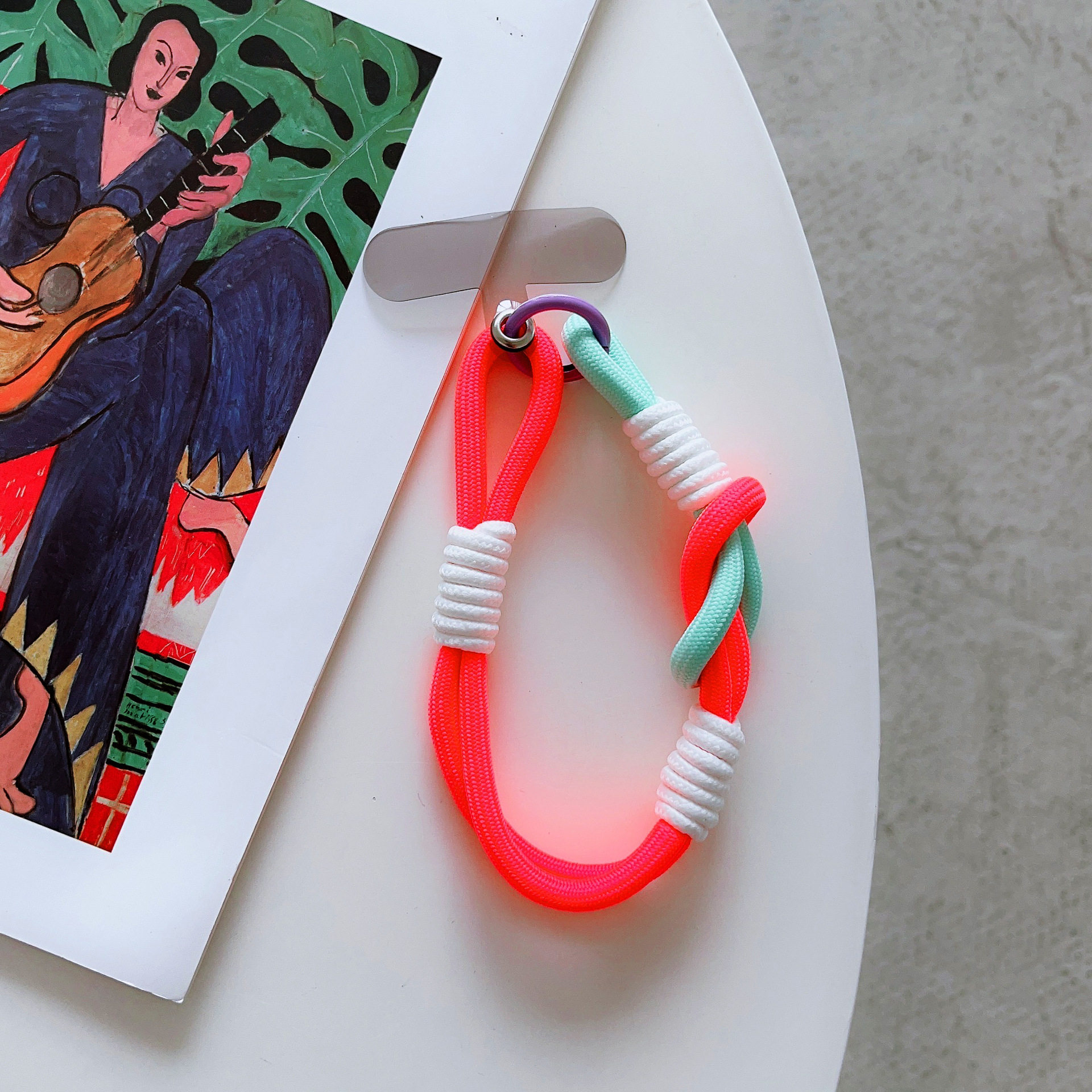 适用各种手机壳配件吊挂坠拼彩色短挂绳双边双头锁扣带卡片装饰品