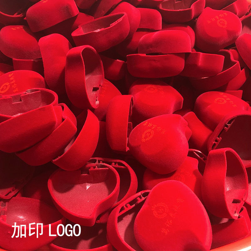 Nanxiang Jewelry Jewelry Box Flocking Big Red Printed Logo Gold Storage Box Wedding Supplies Ring Earrings