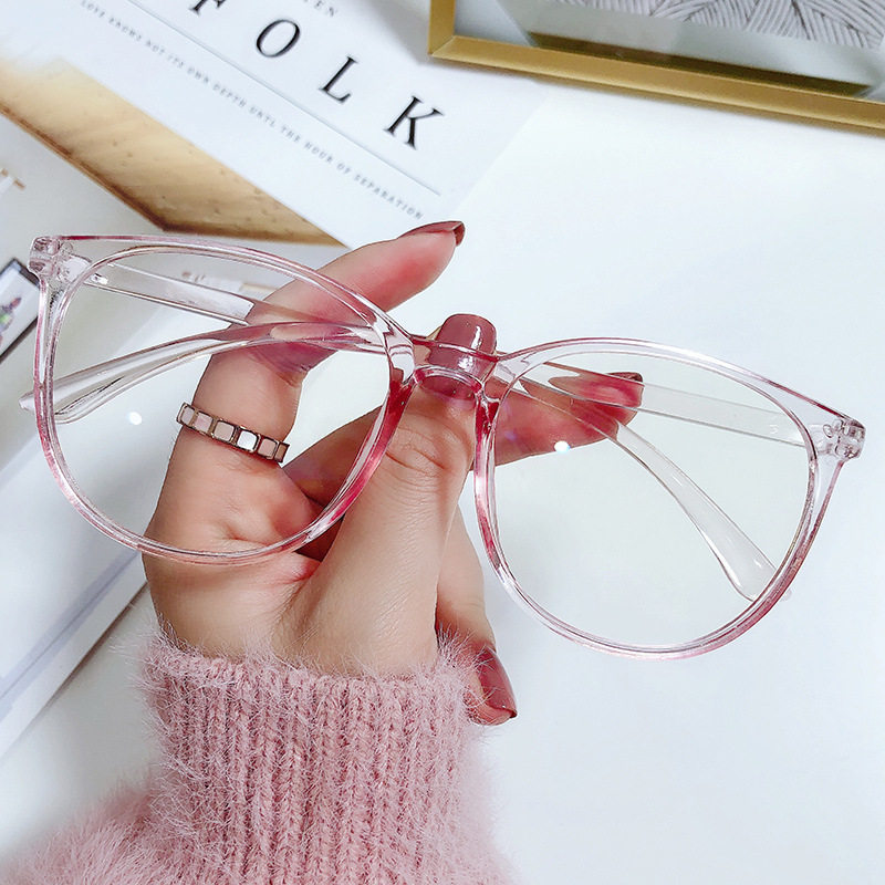 Jingwei New Internet Celebrity Retro Large-Frame Glasses Frame Fashionable and Simple Plain Glasses Frame Round Frame Anti-Blue Light Flat Mirror