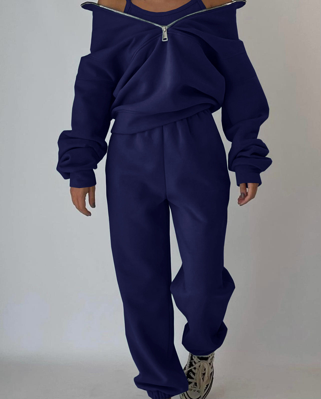 2022亚马逊ebay新款欧美秋女装新款时尚抓绒运动休闲套装T5588