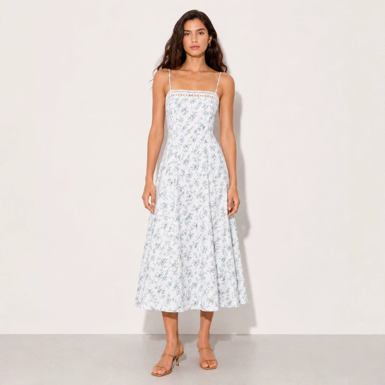 Chiffon Floral Print Backless Maxi Dress Sleeveless Vacation Style Lightweight Fabric Wholesale Available