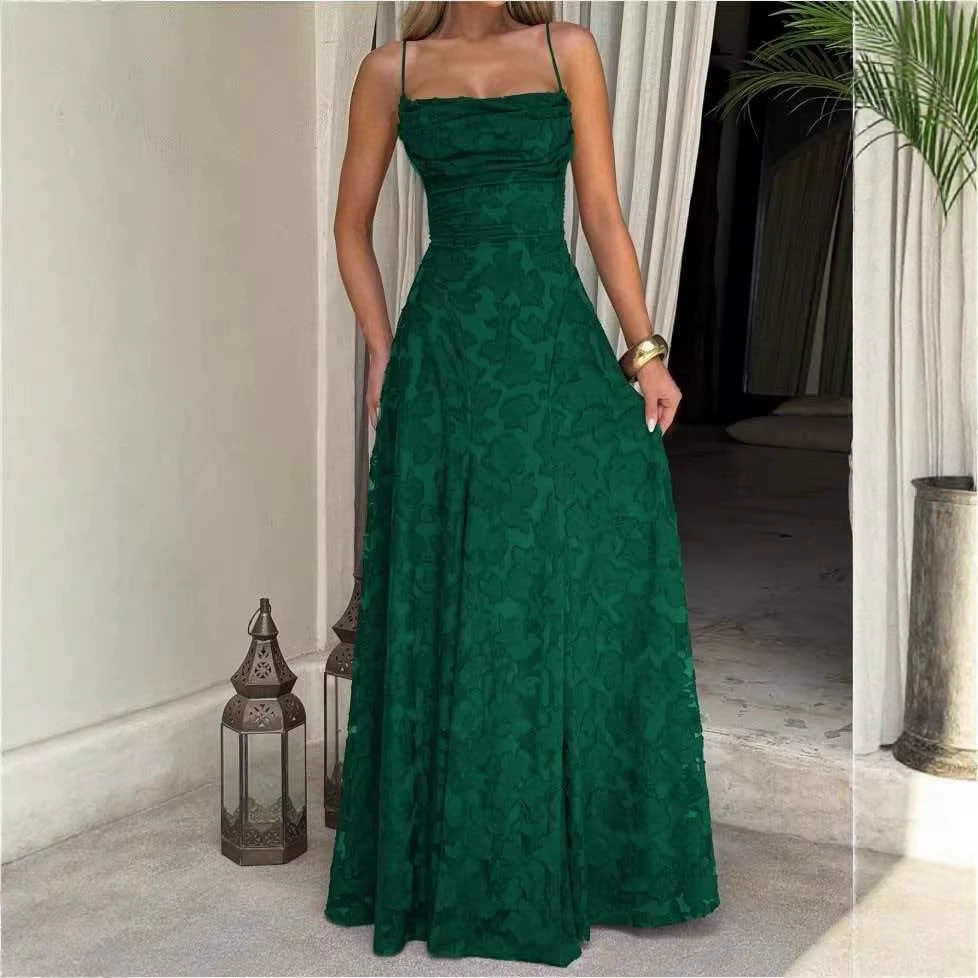 跨境亚马逊欧美风女装新款时尚百搭辣妹风酒红色性感吊带裙