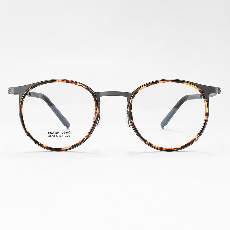 Linde Same Style Frame 2600 Vintage Hawksbill Glasses Men's Height Number Round Frame Ultra Light Pure Titanium Myopia Glasses Frame Women