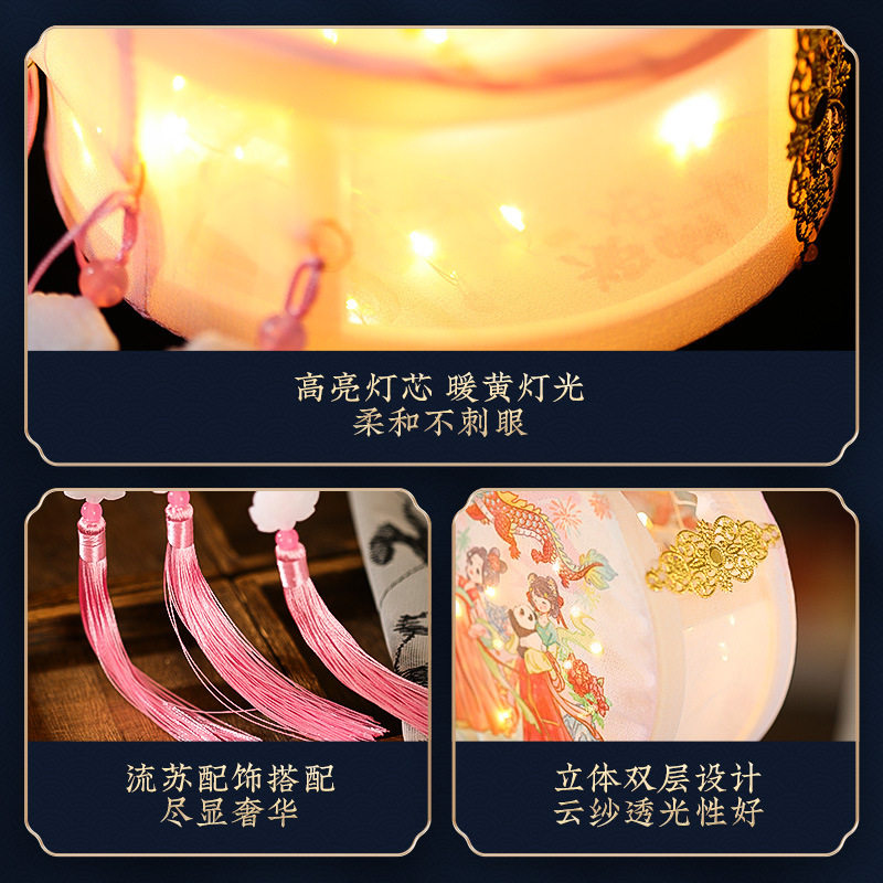 Mid-Autumn Lantern 2025 New Children's Portable Palace Lantern Chinese Ancient Style Rabbit Lantern Hanfu Photo Props Wholesale