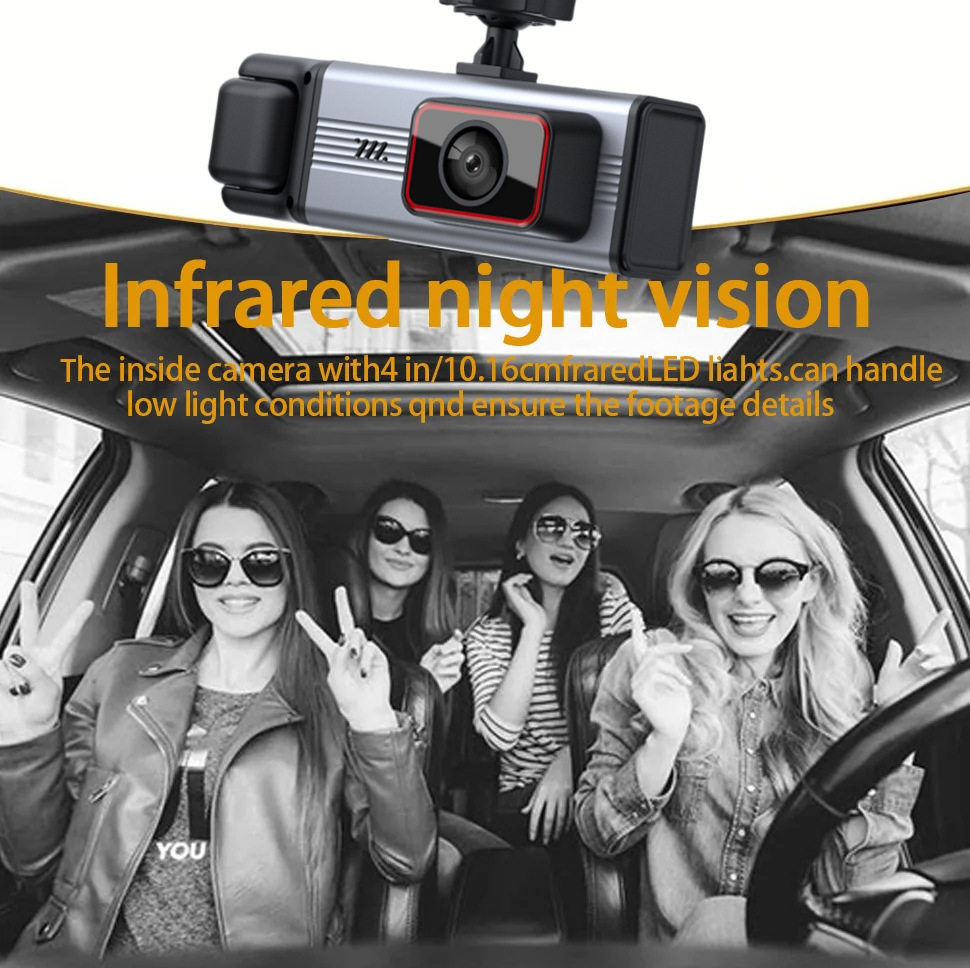 Cross-Border New Product Hd 1080P Three-Lens Driving Recorder Wifi In-Car Front and Rear Car Recorder Dvr