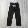 Denim printed black trousers