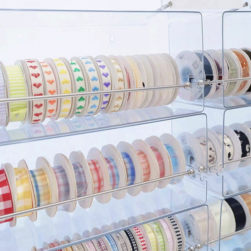 Ribbon Storage Rack Transparent Plastic Ribbon Storage Rack Ribbon Storage Box Collection Box Floral Materials Finishing Rack