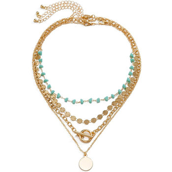 Cross-Border European and American Cross-Border Jewelry Women's Coin Pendant Necklace Multi-Layered Beaded Sequin Retro Clavicle Chain