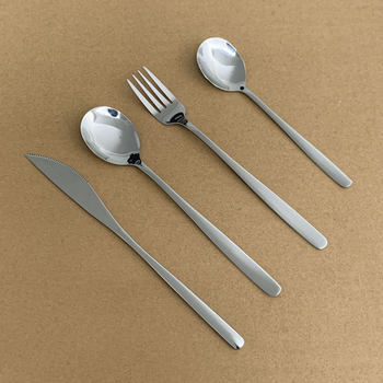 Stainless Steel Korean-Style Knife, Fork, Spoon Set for Hotel Restaurant Steak Knife, Fork, Spoon, Tea Spoon Four-Piece Set for Home Western Dining Spoon