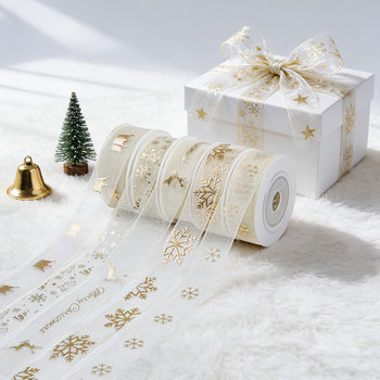 Valentine's Day Birthday Cake Snow Gauze Ribbon Elk Snowflake Gift Wrapping Ribbon Wedding Flowers Christmas Ribbon