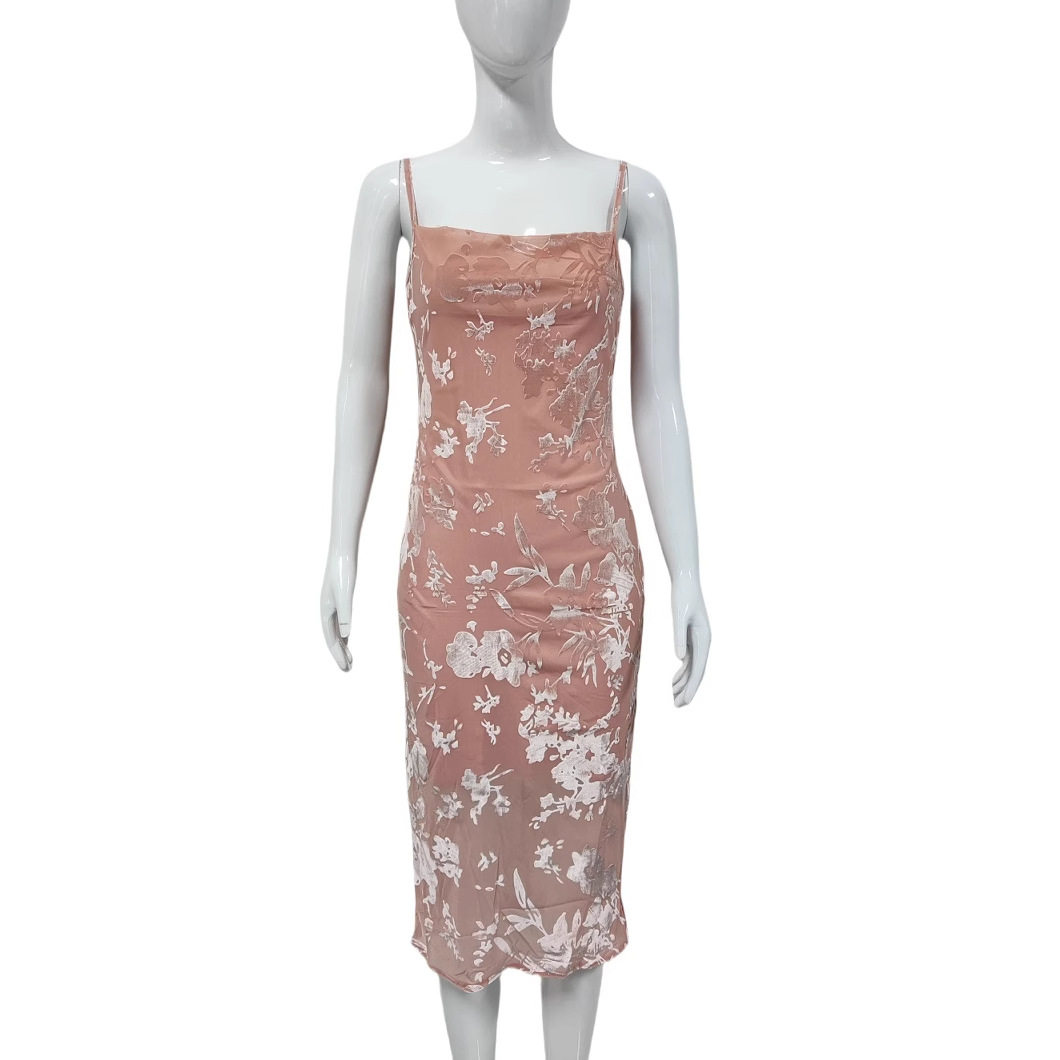 Satin Bodycon Dress Floral Jacquard Sleeveless Sexy Fit Evening Wear Cocktail Party Wholesale Available