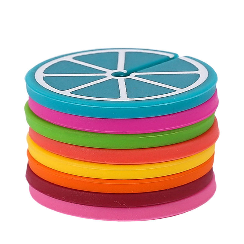 Creative Silicone Lemon Wine Glass Marker Party Wine Glass Beverage Identifier Cup Distinguishing Marker Eight Each Set