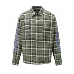 Foreign Trade Cross-Border Ch Crow 1:1 Spring & Fall New Style Stripesd Plaid Stitching Silver Buckle Cardigan Shirt Couple Style