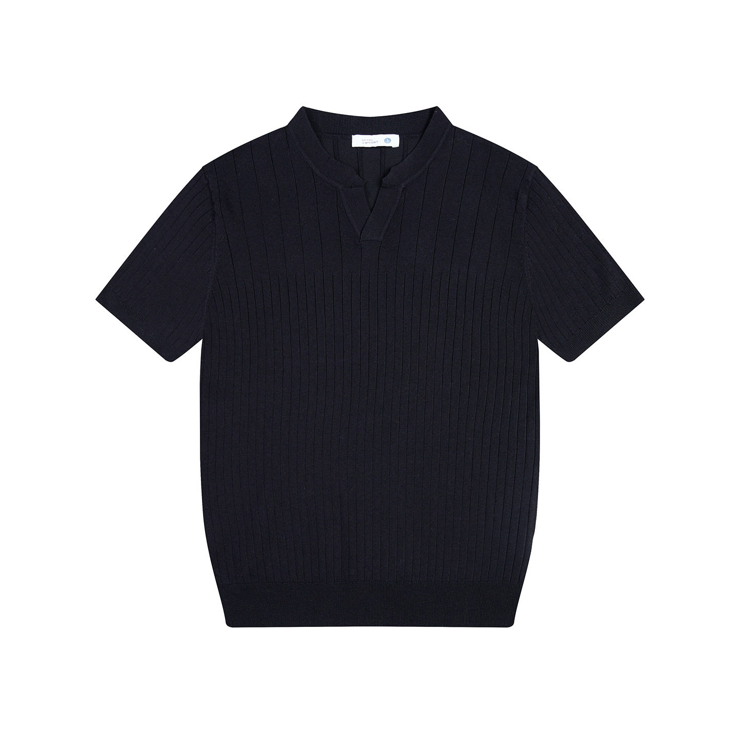 老钱风小V领短袖通勤针织衫纯色 26春夏新款莱赛尔条纹休闲上衣男