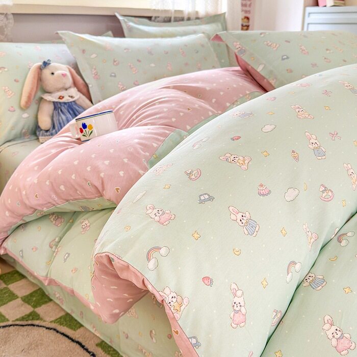 【100%両面ピュアコットン】レインボーラビット