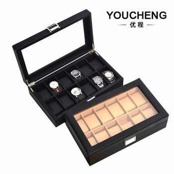 New 12-bit watch box woven pattern watch storage box window counter watch display box home watch box