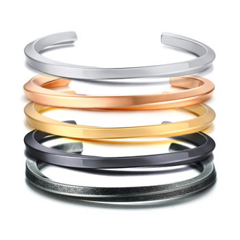 Square line vintage stainless steel spiral twisted open women's Bracelet Men's bracelet couple Korean style bracelet B- 169