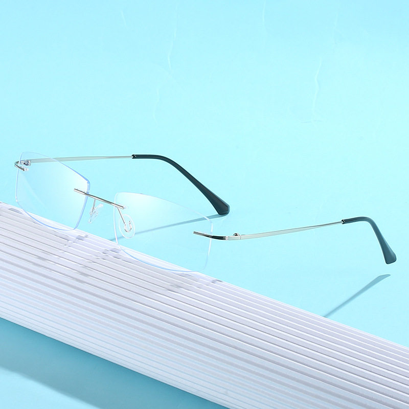 Men's Ultra Light Rimless Glasses Frame Wholesale Myopia Glasses Frame Square Glasses Finished Glasses with Speed Myopia Cut Edge