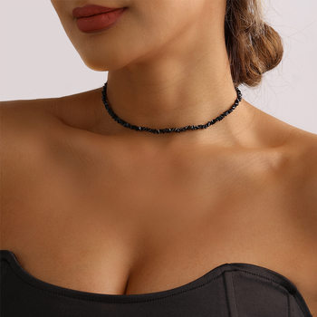 Fashionable Simple Irregular Titanium Steel Natural Crystal Necklace Women's Light Luxury Niche Collarbone Chain Accessories Multi-color Optional