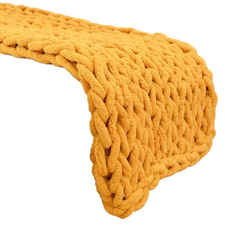 Cross-Border Amazon New Handmade Thick Chenille Knitted Blanket Thick Wool Knitted Blanket Wool Blanket Sofa Cover Blanket