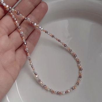 S925 Sterling Silver Baroque Natural Freshwater Pearl Necklace Simple High-end Clavicle Chain Women's Light Luxury Niche Neck Chain